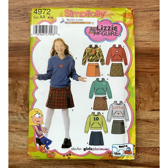 UNCUT Vintage Y2K Simplicity 4972 Sewing Pattern XXS-S Lizzie McGuire Top Skirt - Picture 1 of 2